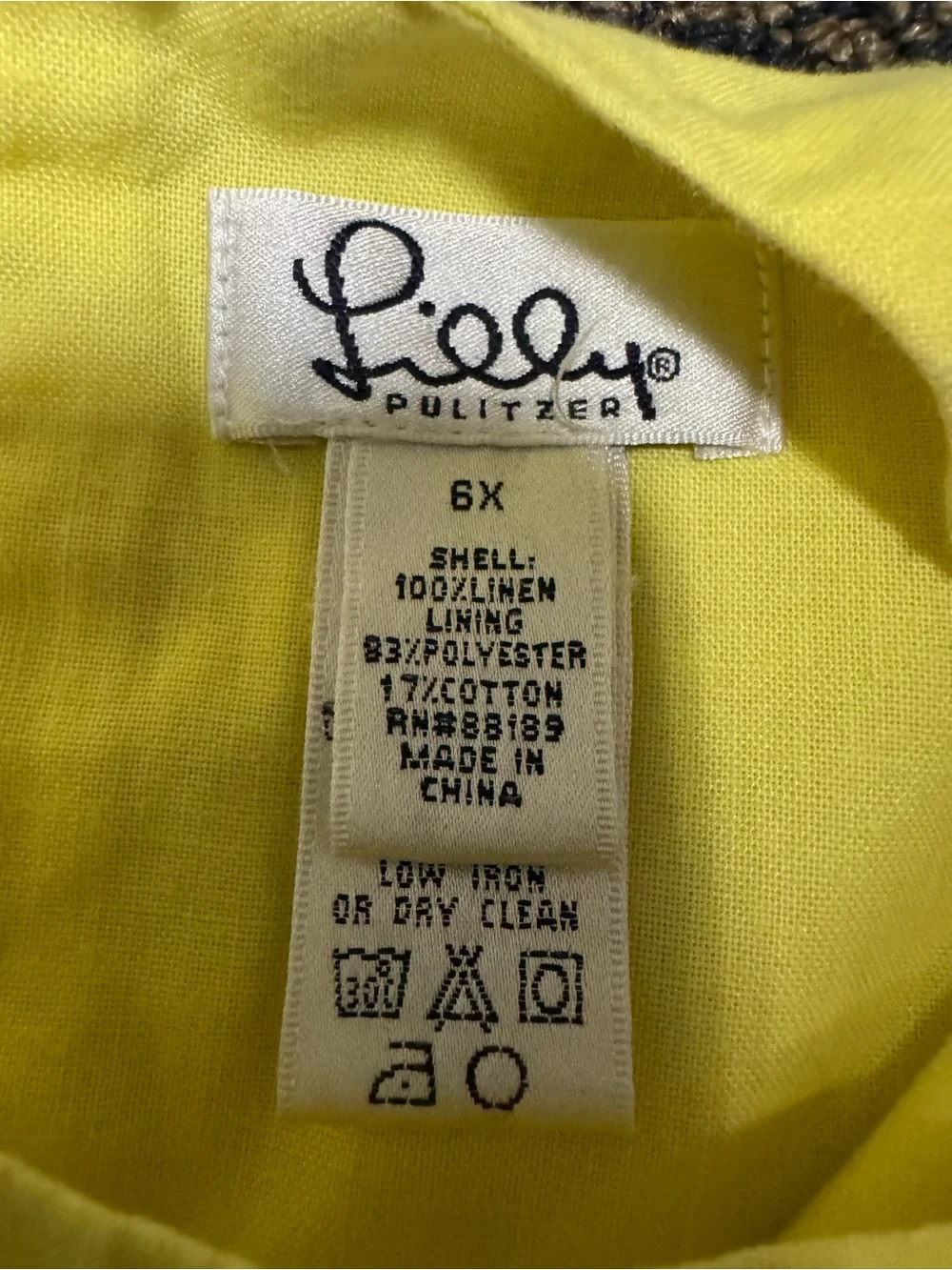 Lilly Pulitzer Girls Yellow Linen Sleeveless Dress - Size 6X